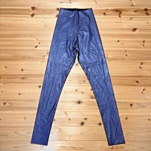 NEW Commando Leggings Womens Small Blue Faux Leather Skinny Ankle Pull On Pants